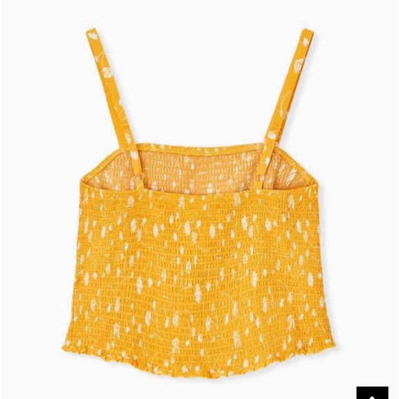Torrid Dandelion Challis Smocked Crop Cami Yellow Tank top, Multi Floral, Size 3 - Picture 2 of 10